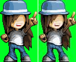 An example of a sprite being distorted from being saved as a JPEG